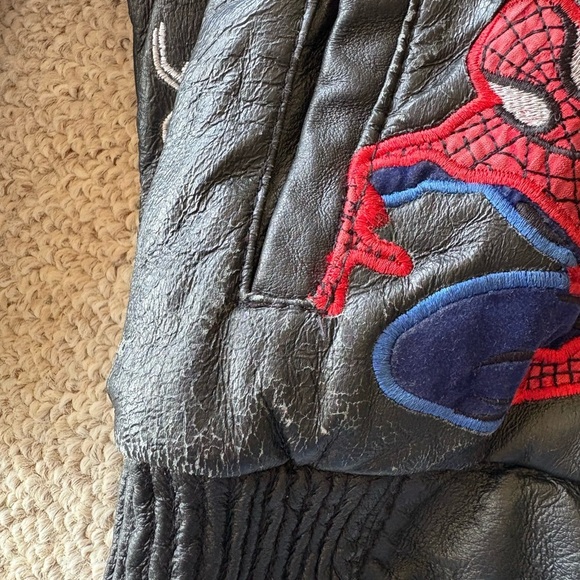 RARE Leather  Spiderman Kids Jacket - Black with Red and Blue Accents - Picture 7 of 15
